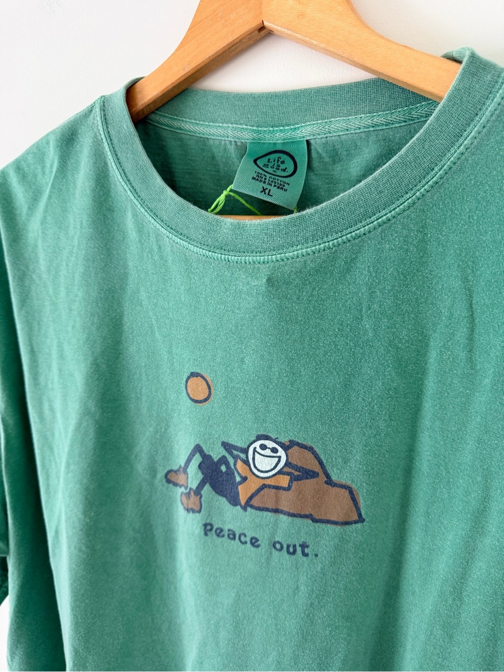 Life Is Good Green Peace Out Graphic Short Sleeve Tee